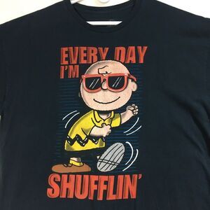 Peanuts Charlie Brown T-shirt Men's XXL‎ Everyday Shuffling Snoopy Black